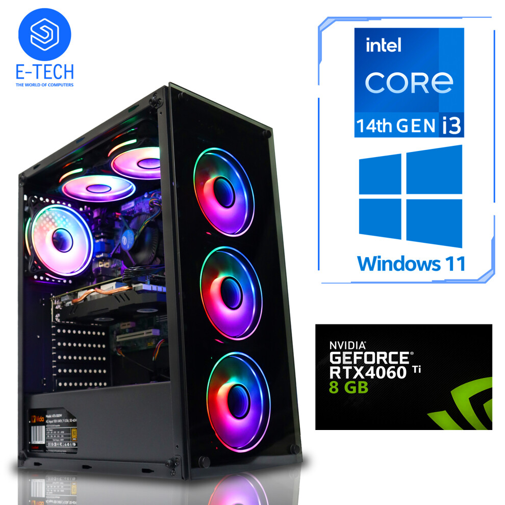 (Intel i3 14100F, RTX 3060 (12GB)) Gaming PC i3 14100F 32GB RTX 4060Ti 1TB SSD W11-image-OPC-PFYHWKY-NEW