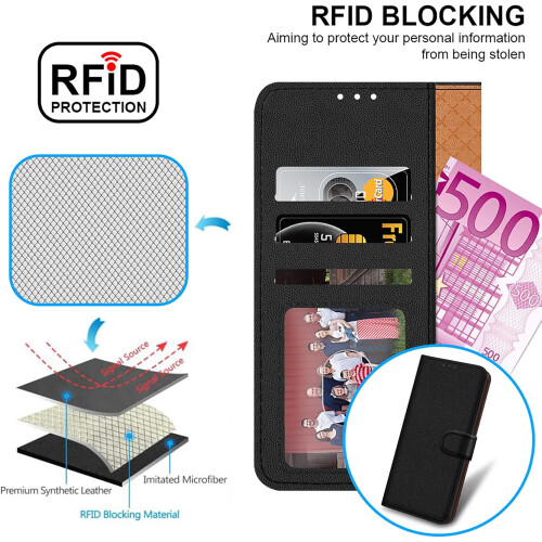 (Black) Samsung Galaxy A56 Wallet Case 2X Screen Protector 2