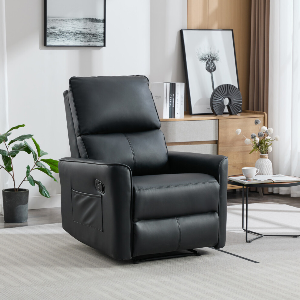 (Black) MADRID MANUAL AIR LEATHER RECLINER CHAIR