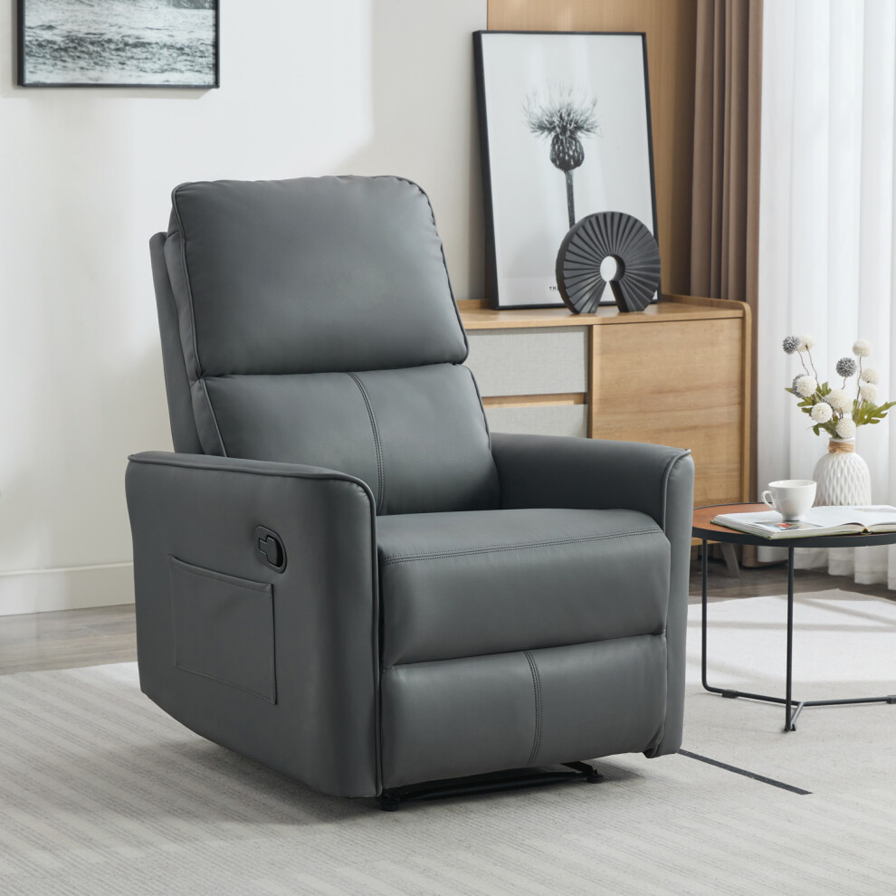 (Grey) MADRID MANUAL AIR LEATHER RECLINER CHAIR