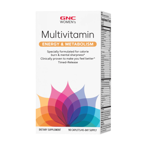 GNC Women's Multivitamin: Energy & Metabolism, 90 Caplets (45 Days) - Clinically Studied Blend, 100 mg Caffeine, Timed-Release (207112)