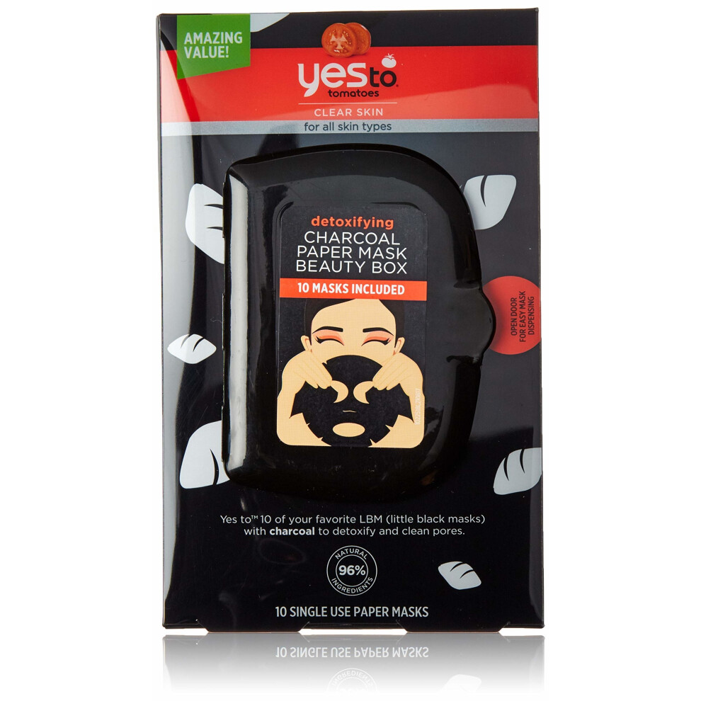 Yes To Black Tomatoes Detoxifying Charcoal Paper Face Mask - 10 Count Facial Mask Beauty Box