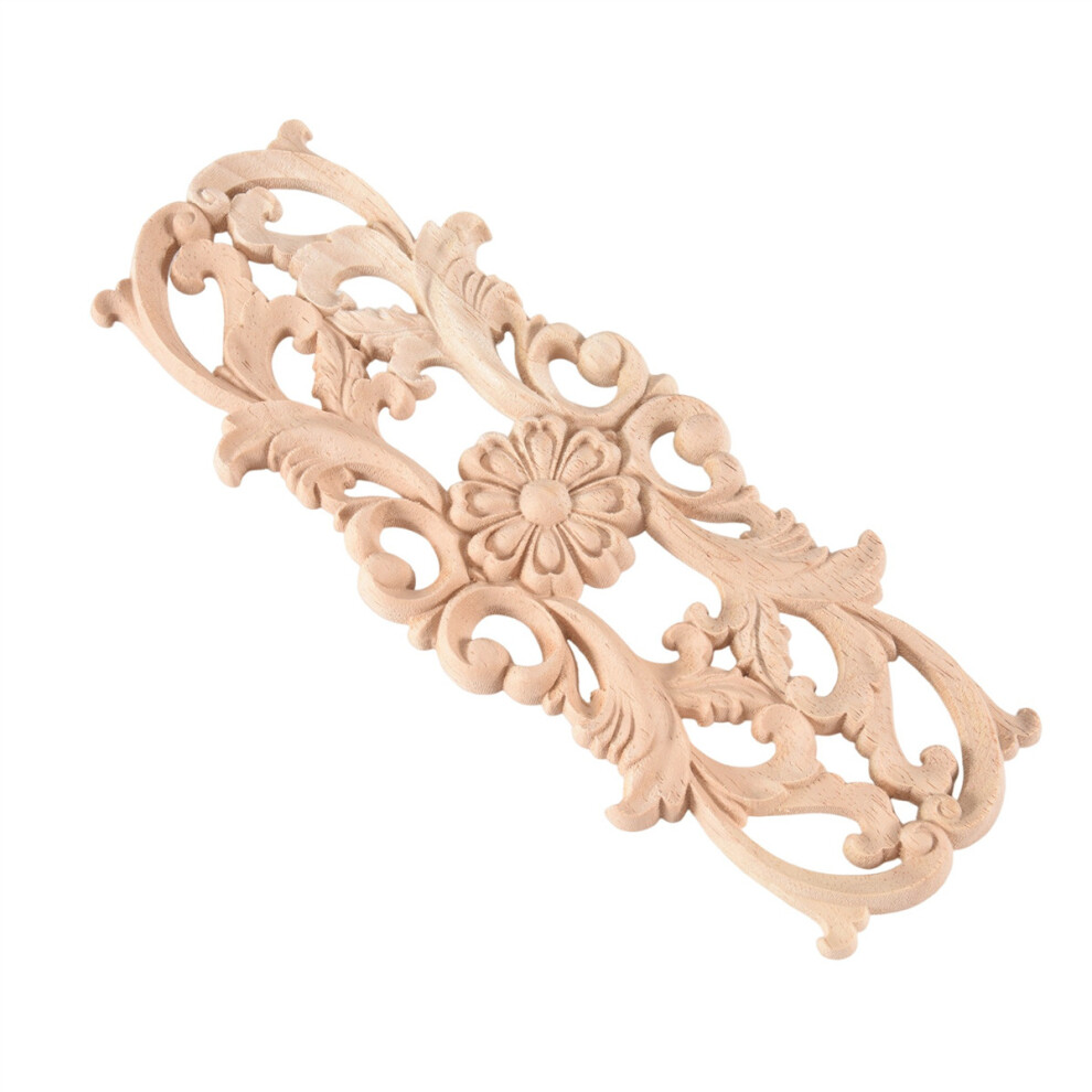 Rubber Wood Carved Applique Retro Furniture Crafts Decor New(22.5*8cm)