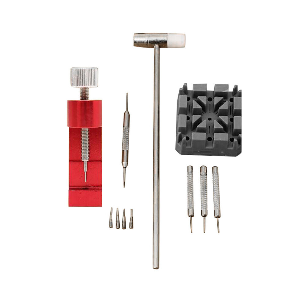 11Pcs/Set Watch Repair Link Remover Tool Hammer Pins Strap Holder Bracelet Chain Adjuster Repair Tool Kit for Men/Women Watch