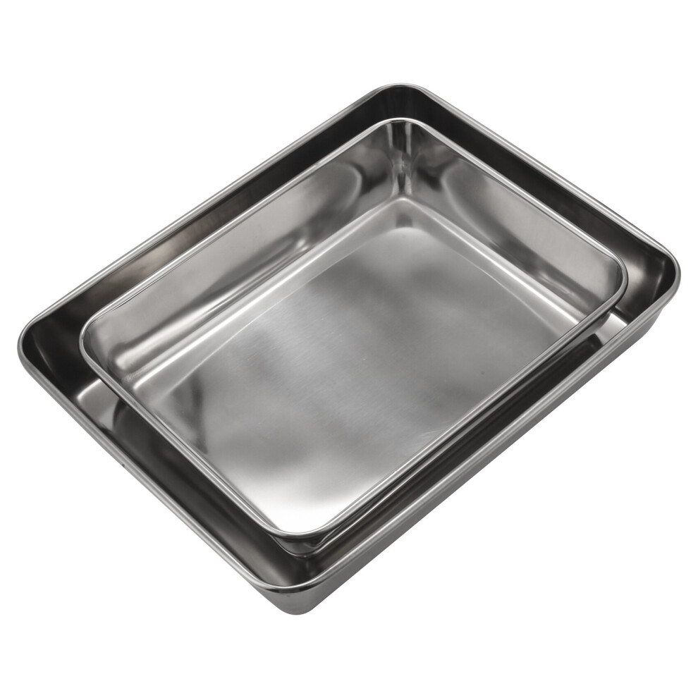 Lasagna Pan Set of 2, Rectangular Cake Pan Deep Baking Sheet Pans Stainless Steel for Lasagna Cake