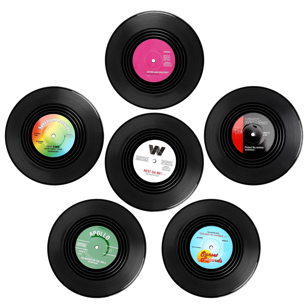 Drink Coasters,Retro CD Record Coaster Set Round Cup Mat with Non- Bar Mats Accessories for Home Pub
