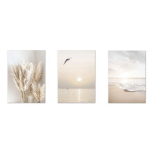 3Pcs Beige Grass Beach Palm Tree Canvas Painting Nordic Posters and Prints Wall Pictures for Living