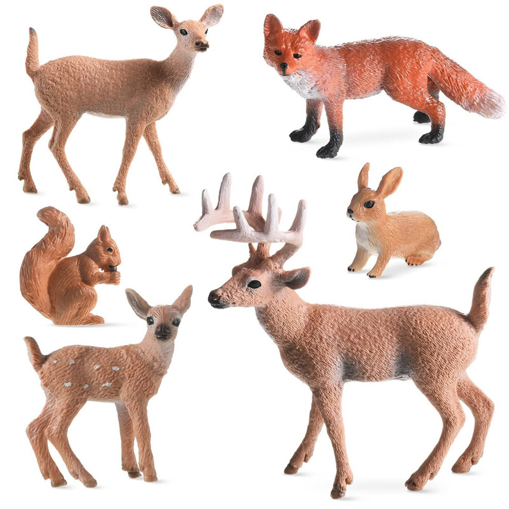 Photos - Action Figures / Transformers 6 Pieces Woodland Animals Figures Forest Creatures Figurines Squirrel Deer Rabbit Family Figurines Miniature Toys