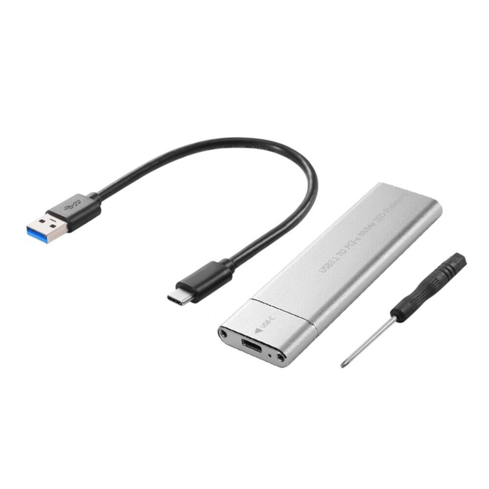 M.2 NVMe SSD Enclosure Adapter 10Gbps USB C 3.1 Gen2 NVMe Case External Enclosure NVMe Reader NVMe Case Silver