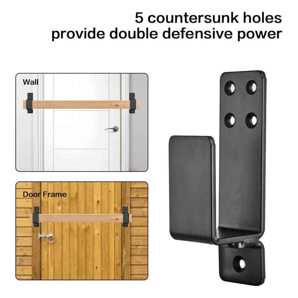 Door Barricade Brackets,2 Pack Drop Open Bar Holder Security, 2X4 Bar Brackets Prevent Unauthorized Entry