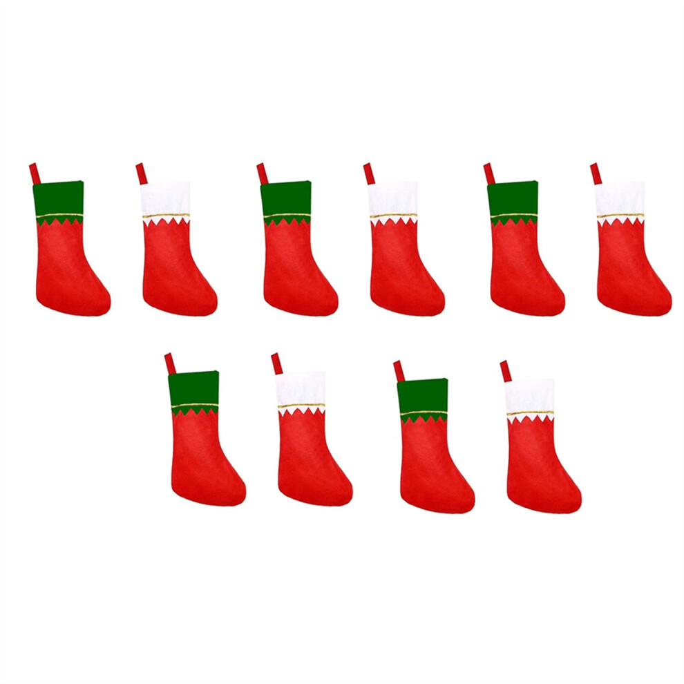 10PCS Christmas Stocking Goodie Bag Bulk Socks 14X6.3Inch Red