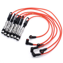 6Pcs Ignition Coil Spark Plugs Wires Cable Red for Golf III Corrado VR6 2.8 2.9 AAA with Puller 021905409AD