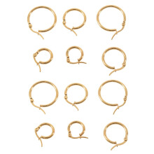 6-Pair Gold Stainless Steel Hoop Earrings Set - 15mm, 20mm, 25mm for Women