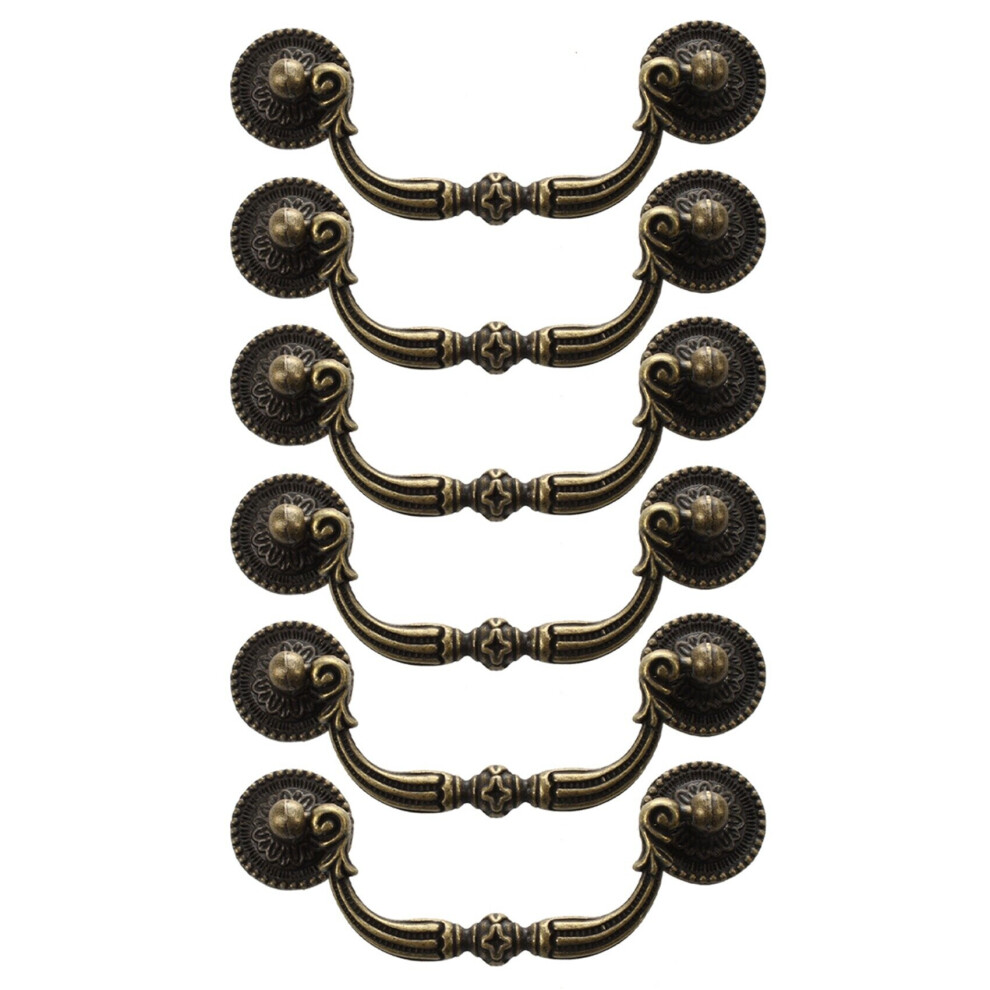 6X Antique Brass Cabinet Door Drawer Handles 100 mm