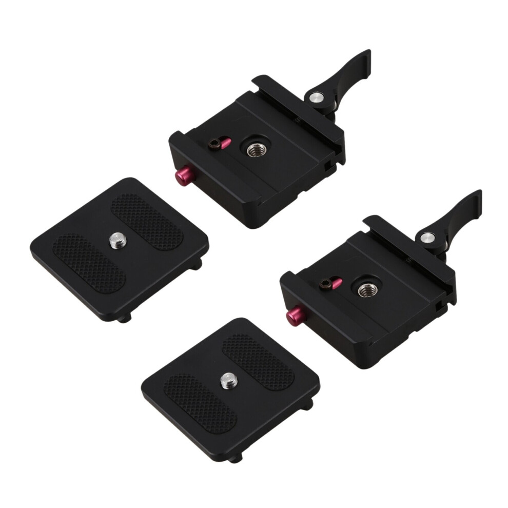 2X Aluminum 1/4 Inch & 3/8 Inch Quick Release Plate + Clamp Adapter Mount W/Lock for Dslr Camera Tripod