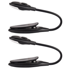 2X Mini Flexible Clip-on Bright Booklight LED Travel Book Reading Lamp Weißes Licht Buchhalter Kleine Tischlampe Schwarz