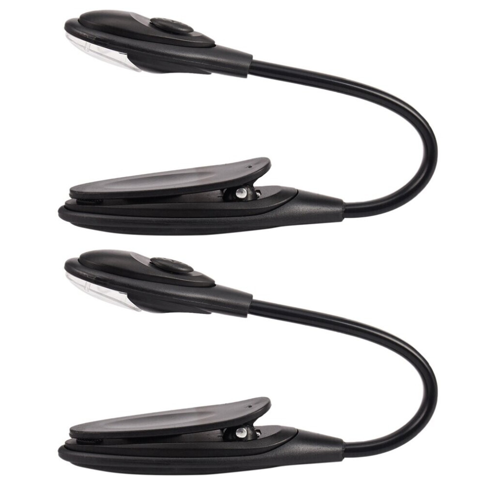 2X Mini Flexible Clip-on Bright Booklight LED Travel Book Reading Lamp White Light Book Holder Small Table Lamp Black