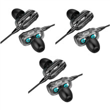 3X In-Ear Earbud Kopfhörer Kabelgebundene Kopfhörer Bass Stereo Ohrhörer Sport Kabelgebundene Kopfhörer Musik Headsets Schwarz