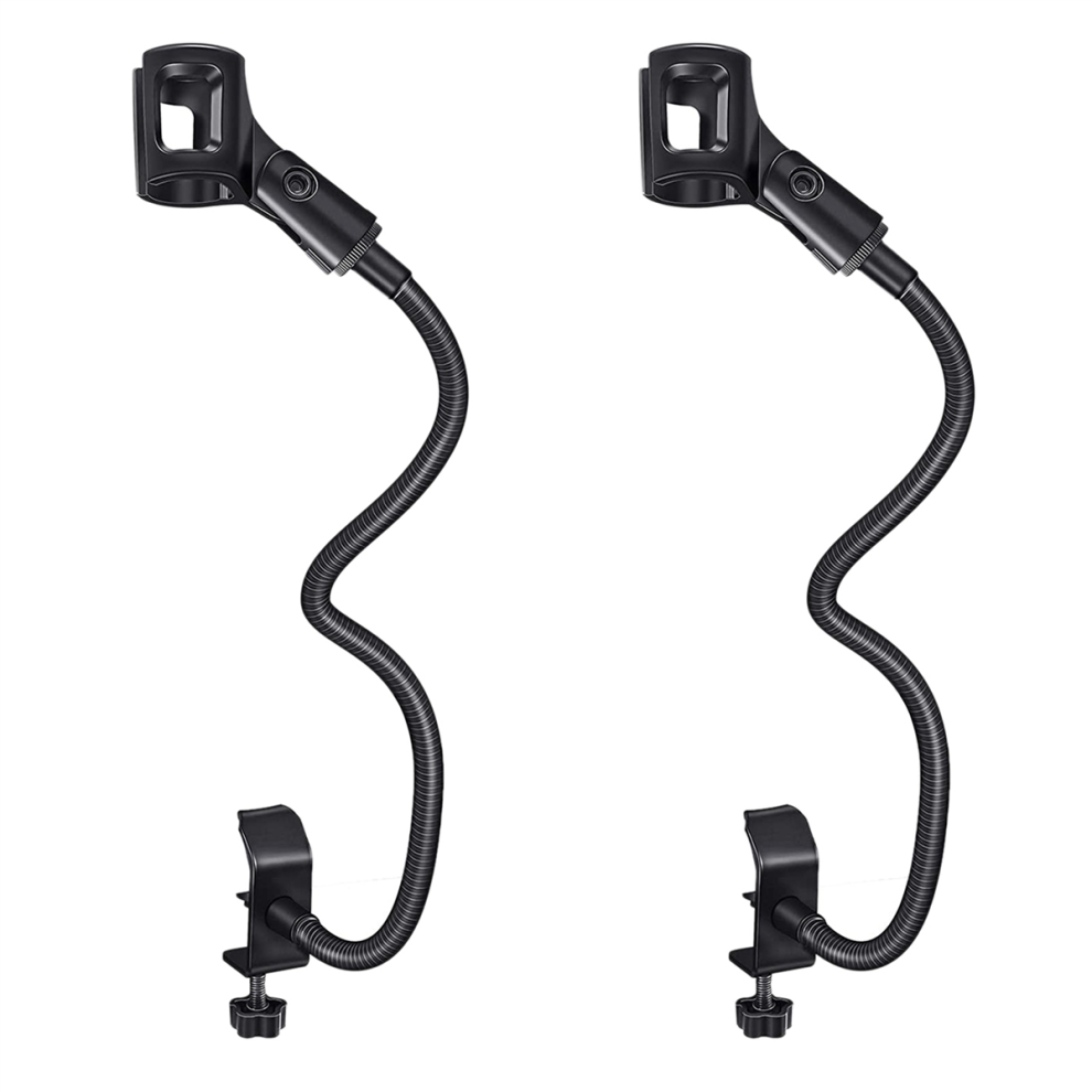 2X Microphone Stand Flexible Gooseneck Desk Clamp Holder Microphone Arm Recording Equipment for Meeting Lecture Podcast