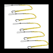 5 Pack Sicherheit Werkzeug Leine, einziehbare Bungee-Seil mit Aluminium Lock Karabiner und verstellbarem Loop Ende Gelb