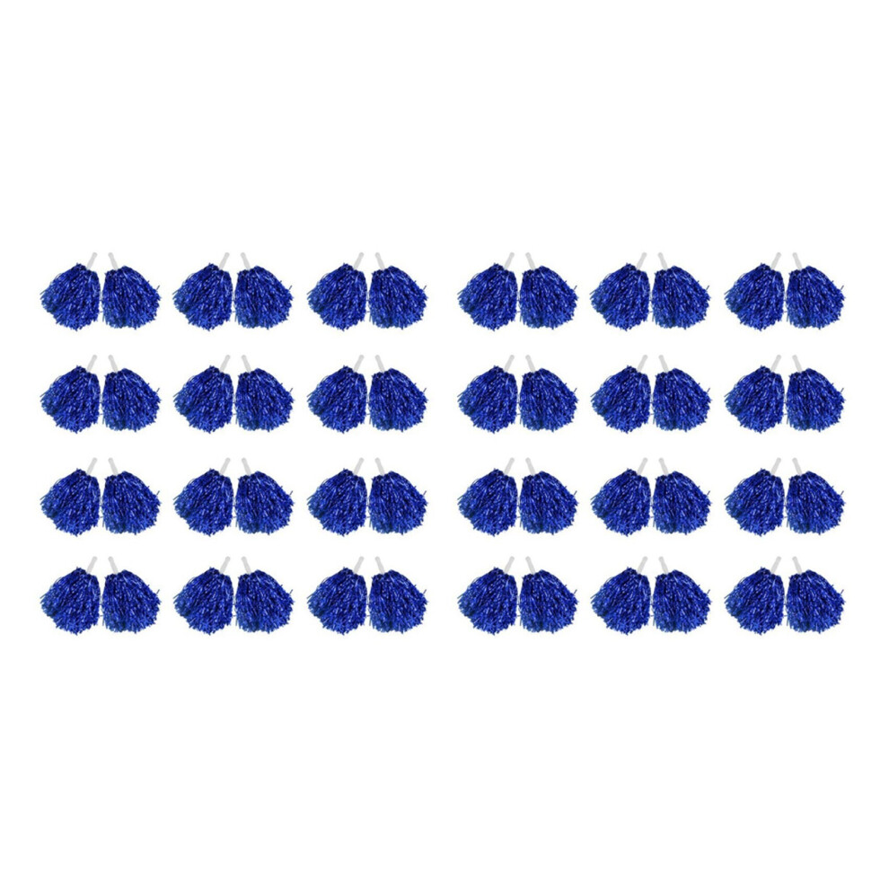 48Pcs Cheerleading Poms Metallic Foil Cheer Poms with Plastic Handle for Adults Kids Cheerleaders Party Blue