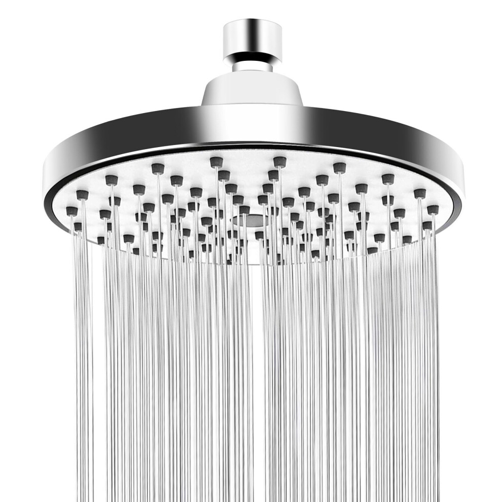 Shower Head 6 Inch Anti-Leak Anti-Clog Fixed Rain Showerhead Rainfall Spray Relaxation and Spa for High Water Pressure and Flow Swivel Ball Joint (Sil