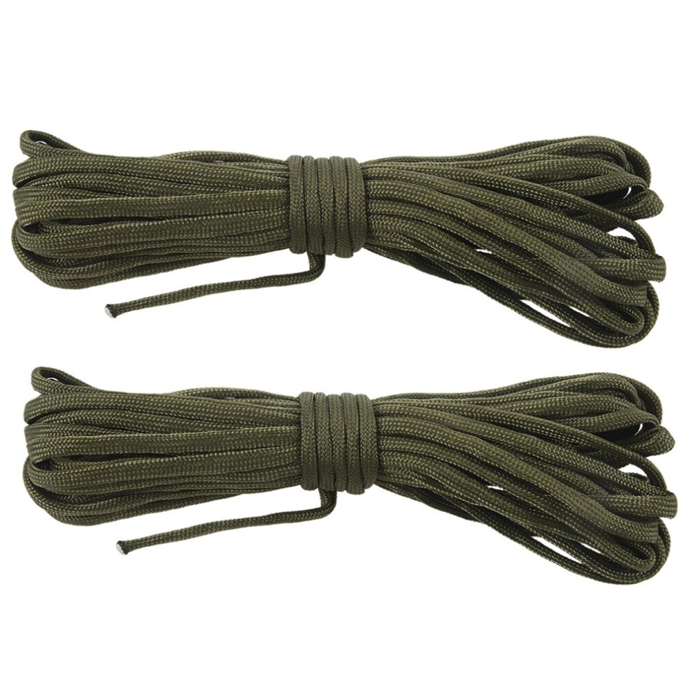 2X 7 Rope Paracord Parachute Rope Resistant Camping Survival Color: Green Length: 8M