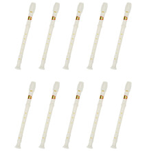 10X Students creamy-white Plastic 8 Holes Flute Recorder W Cleaning Stick