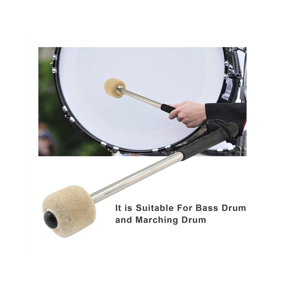 2 Pcs 12.5Inch Bass Steel Drum Mallets, Felt Drum Sticks with Stainless Steel Handle, Anti- Drum Mallets