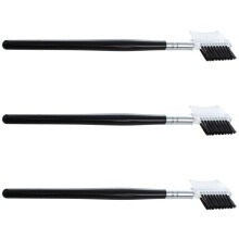 Women Double-Sides Brow Comb Eyebrow Brush Wood Holder Make-Up Cosmetic Makeup Tool 3Pcs Black