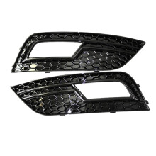 1 Pair Black ABS Front Fog Light Grille Covers for Audi A4 B8.5 2012-2015 S4 RS4 Honeycomb - Direct Replacement (AUA4B8040)