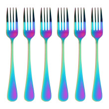 Stainless Steel Table Forks Set, 6Pcs Rainbow Color Stainless Steel Tableware Cutlery Dinnerware Set Dishwasher Safe, Fork(20cm/7.87 inch)