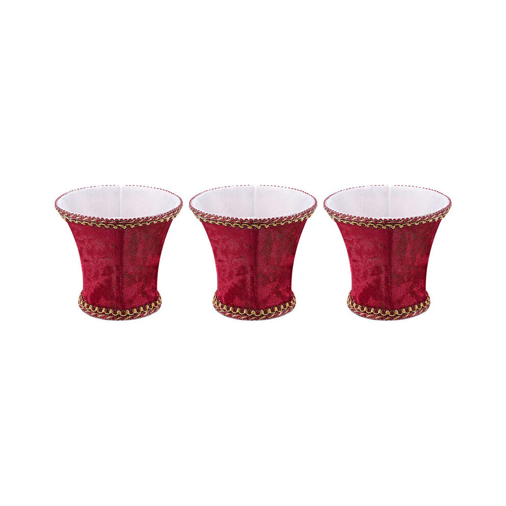 3X Fabric Clip on Lamp Shade, E14 Handmade Lampshade for Modern European Style Wall Sconce Lamp,Candle Lamp(Red)