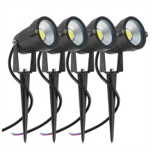 4-Pack 5W LED Landscape Spotlights, 550LM Each, 6000K Cool White, IP65 Waterproof, 12V DC Garden Pathway Lights, Adjustable 270