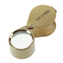 10x Foldable Jeweller's Loupe - Golden 21mm Magnifier for Jewelry & Watches, Reading & Appraisal