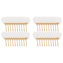 40-Piece White Bamboo-Handle Blank Fans for Calligraphy & Painting, 37x23 cm - Wedding & Engagement