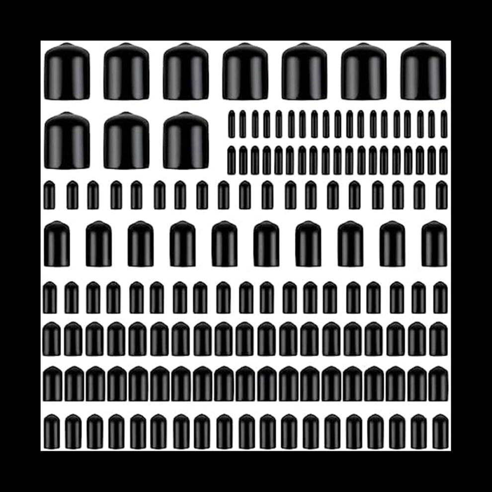 160Pcs Assorted Size Rubber End Caps, Flexible Screw Thread Protector Caps Round Vinyl Bolt Screw Cover Caps in 9 Size