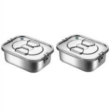 2X Edelstahl Lunch Box Metall Bento Box Snack Food Container Outdoor Storage Box Lunch Box für Kinder