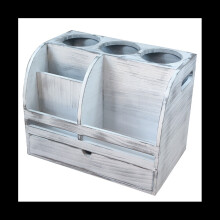 Tlily Rustikale Holz Haartrockner Halter für Badezimmer Arbeitsplatte, Vanity Box Badezimmer Tabletts Kosmetik Veranstalter, Haar-Tools Lieferant
