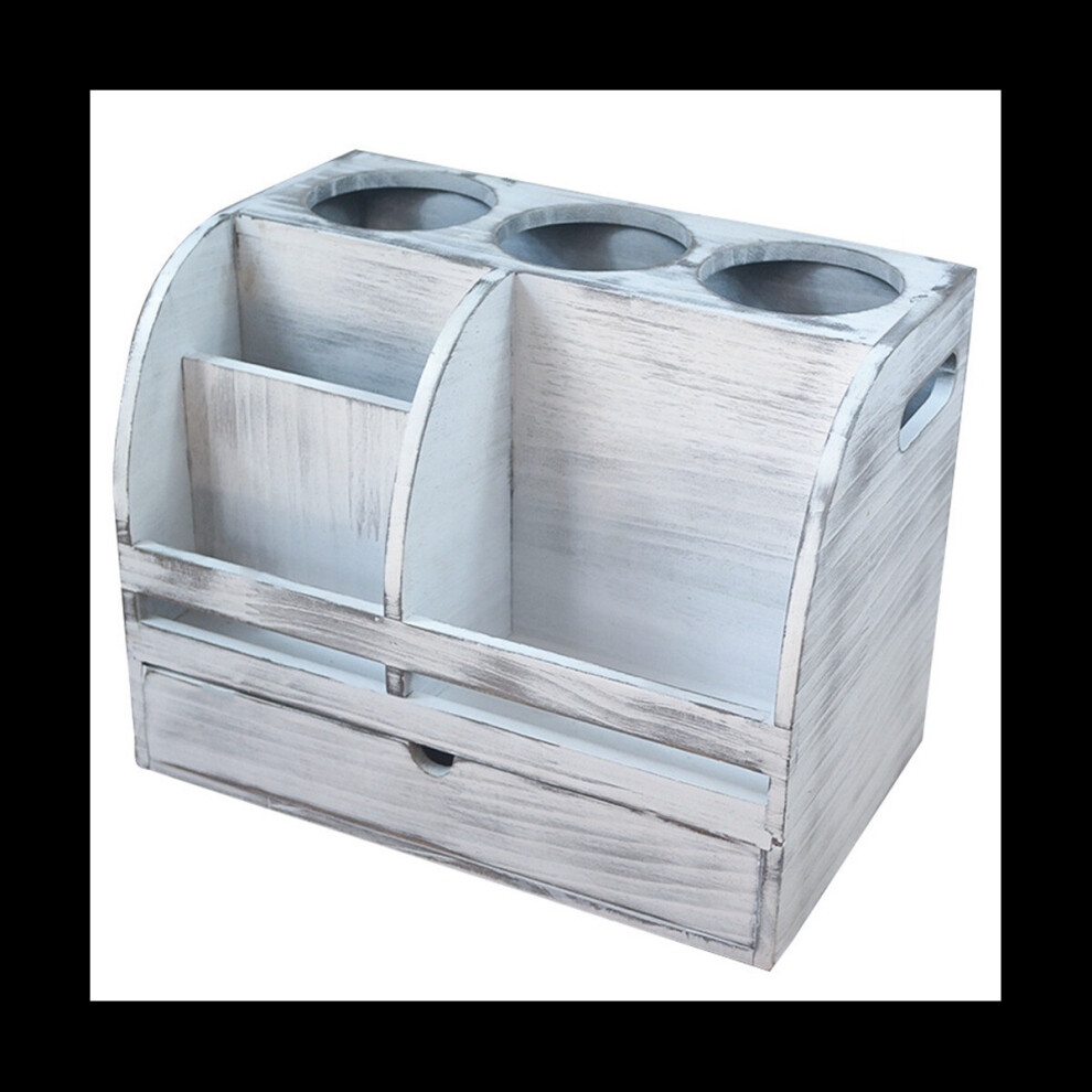 Rustic Wood Hair Dryer Holder for Bathroom Countertop, Vanity Box Bathroom Trays Cosmetic Organizer, Hair Tools Supplies