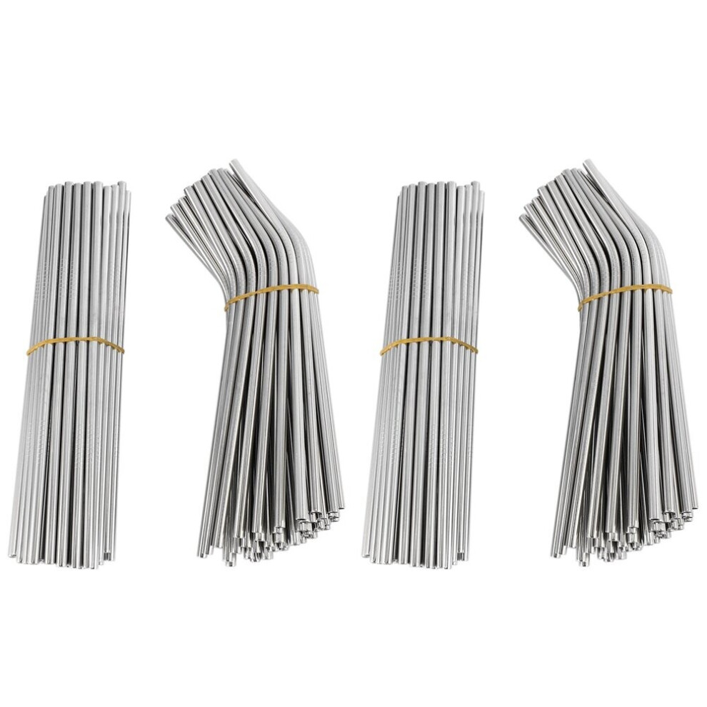 200Pcs Metal Straws Can Be Reused 304 Stainless Steel Drinking Water Pipes 215 mm x 6 mm Curved Straws and Straight
