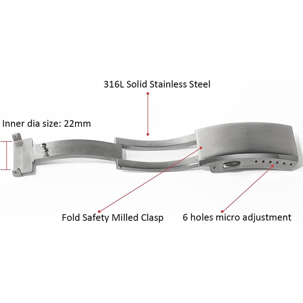 Tlily Hebilla De Reloj Plegable De Seguridad Fresado Cierre De Reemplazo De Acero Inoxidable Cierre De Pulsera , 20Mm-image