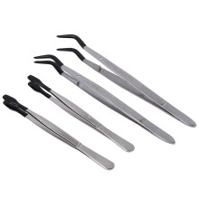 4 Stück Gummispitzenpinzetten Set für Handwerk Labor Industrie Hobby Pinzette Zange Schmuck Stempel Kunststoff Box 12/15cm