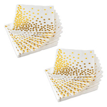 Gold Dot Cocktail Servietten (100 Pack) 3-Lagen Papier Servietten mit Goldfolie Polka Dots Perfekt für Geburtstagsfeier