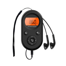 Mini FM/AM Radio Tragbares Taschenradio 76-108MHz Wiederaufladbarer Radioempfänger mit LCD Display Hintergrundbeleuchtung Lanyard Design
