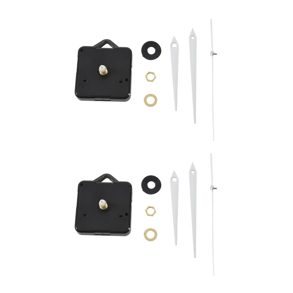 2X Quartz Clock Movement Mechanism DIY Repair Parts + White Hands