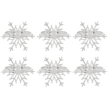 6 Stück Schneeflocke Serviettenringe Weihnachten Schneeflocke Serviettenhalter Ringe für Weihnachten Urlaub Tischdekoration (Silber)