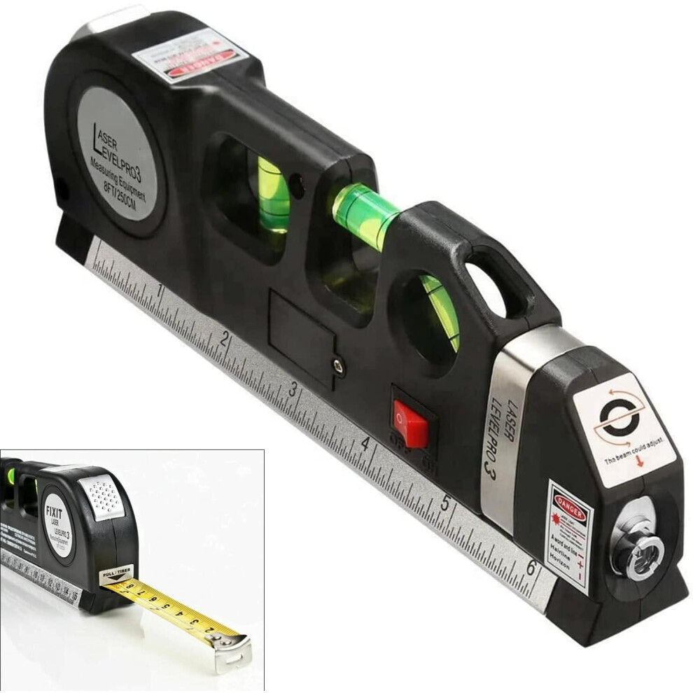 Multipurpose laser spirit level Built-Inn 8 Feet Measure Tap Ruler Laser beam Line for Photos Frame Picture Hanging Carpenter Door Brick Wall Floor