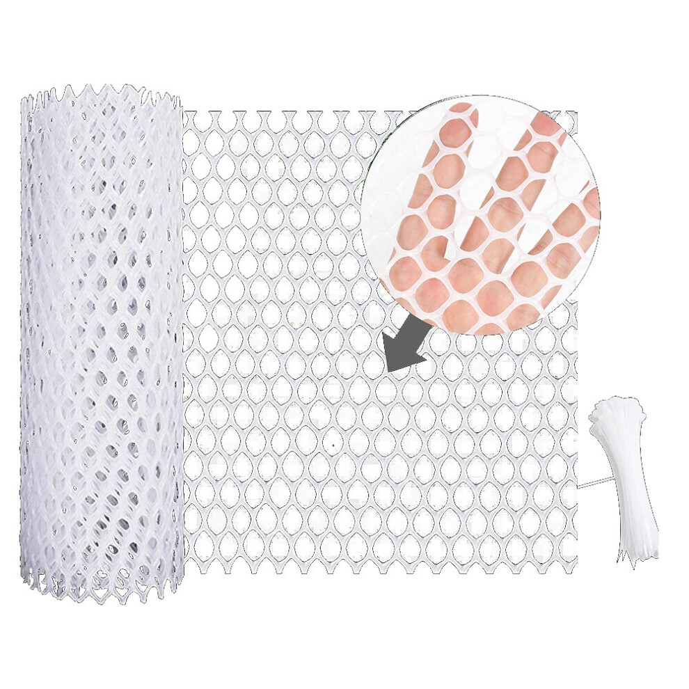 Plastic Chicken Wire Fence Mesh,Fencing Wire for Gardening, Poultry Fencing, Chicken Wire Frame Netting White
