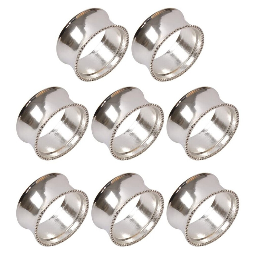 Tlily 8 Pieces Of Zinc Alloy Beaded Napkin Ring Delicate Napkin Buckle (Silver) Silver